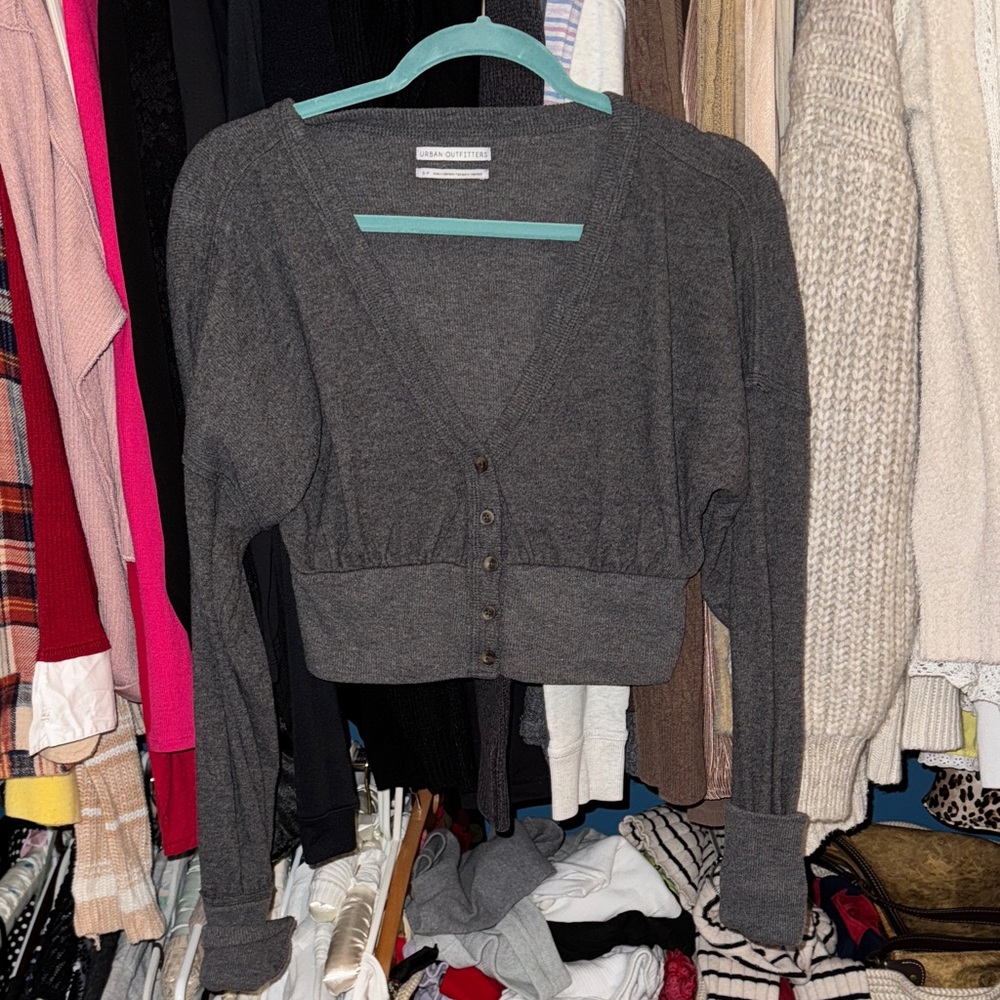 Grey cropped button sweater